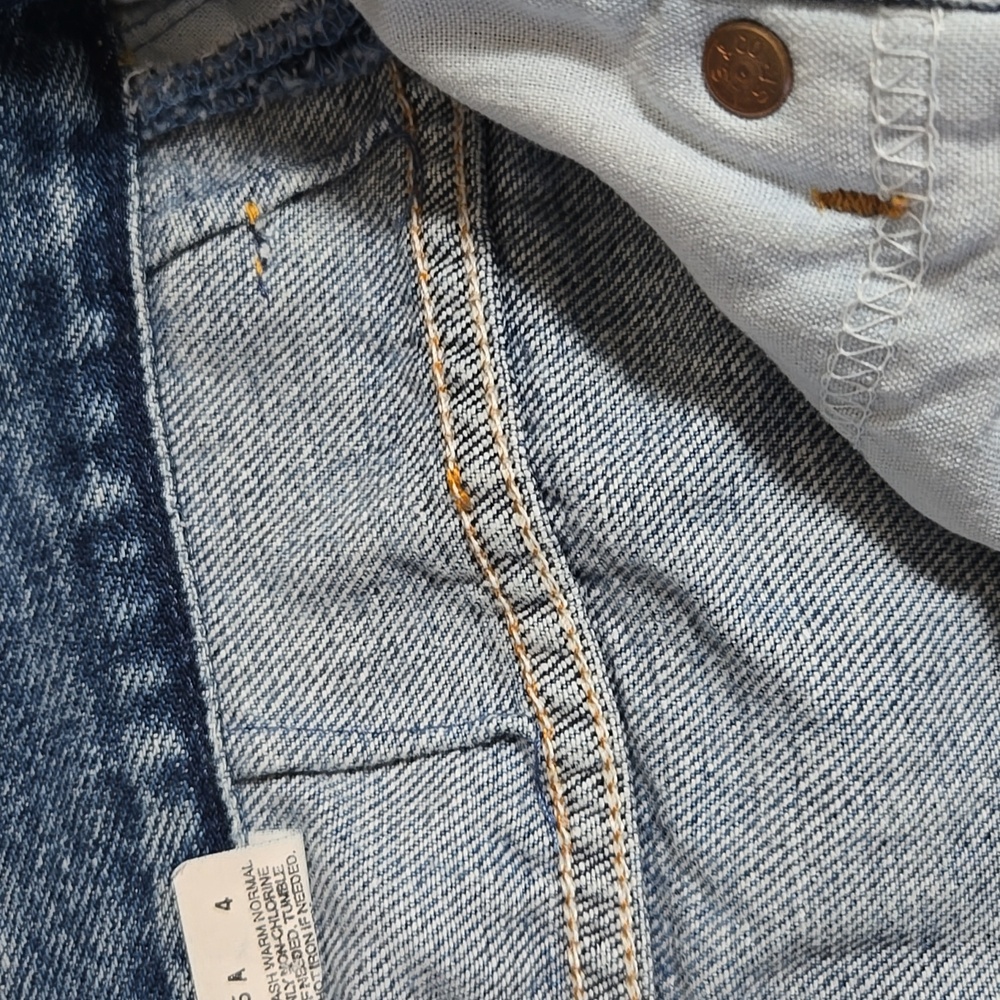 Levi's 550 Relaxed Blue Denim Painted Yellow Banana Design Tapered Leg Jeans - Picture 14 of 15